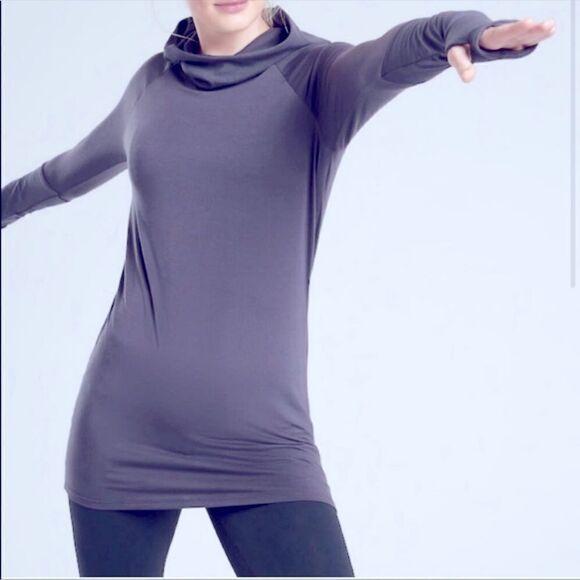 Athleta Essence Hooded Cowl Neck Pullover Blue M - Picture 1 of 6